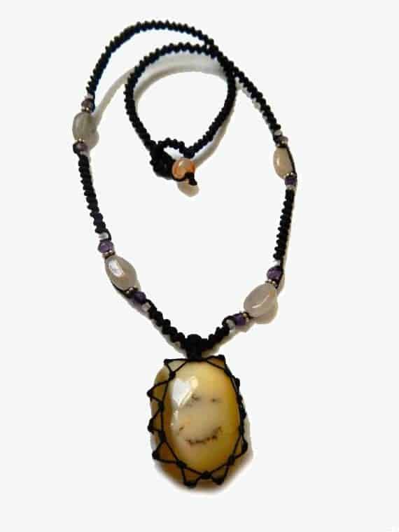 MILK AGATE macrame Necklace – Your Stone for Protection - Manifestie