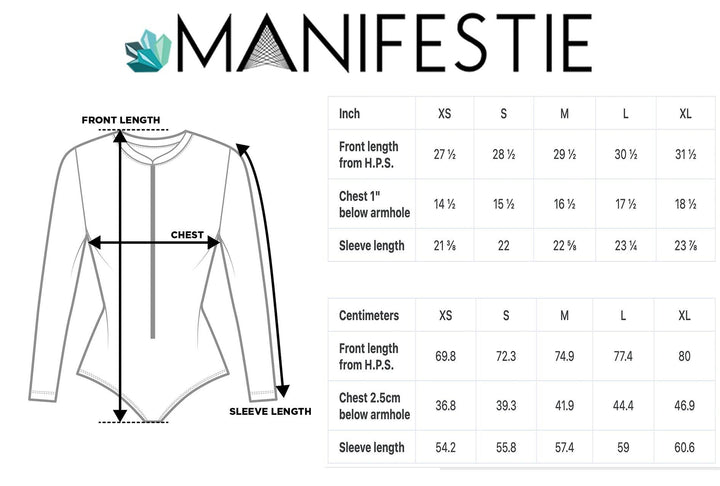 Spellbound Long Sleeve Swimsuit | Full Piece Bodysuit | Front Zipper - Manifestie