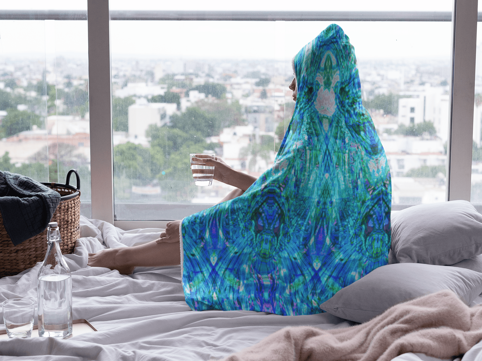 MORNING GLORY PREMIUM HOODED BLANKET WITH WRIST STRAPS | Plush, Premium Sherpa | Kids, Adult - Manifestie