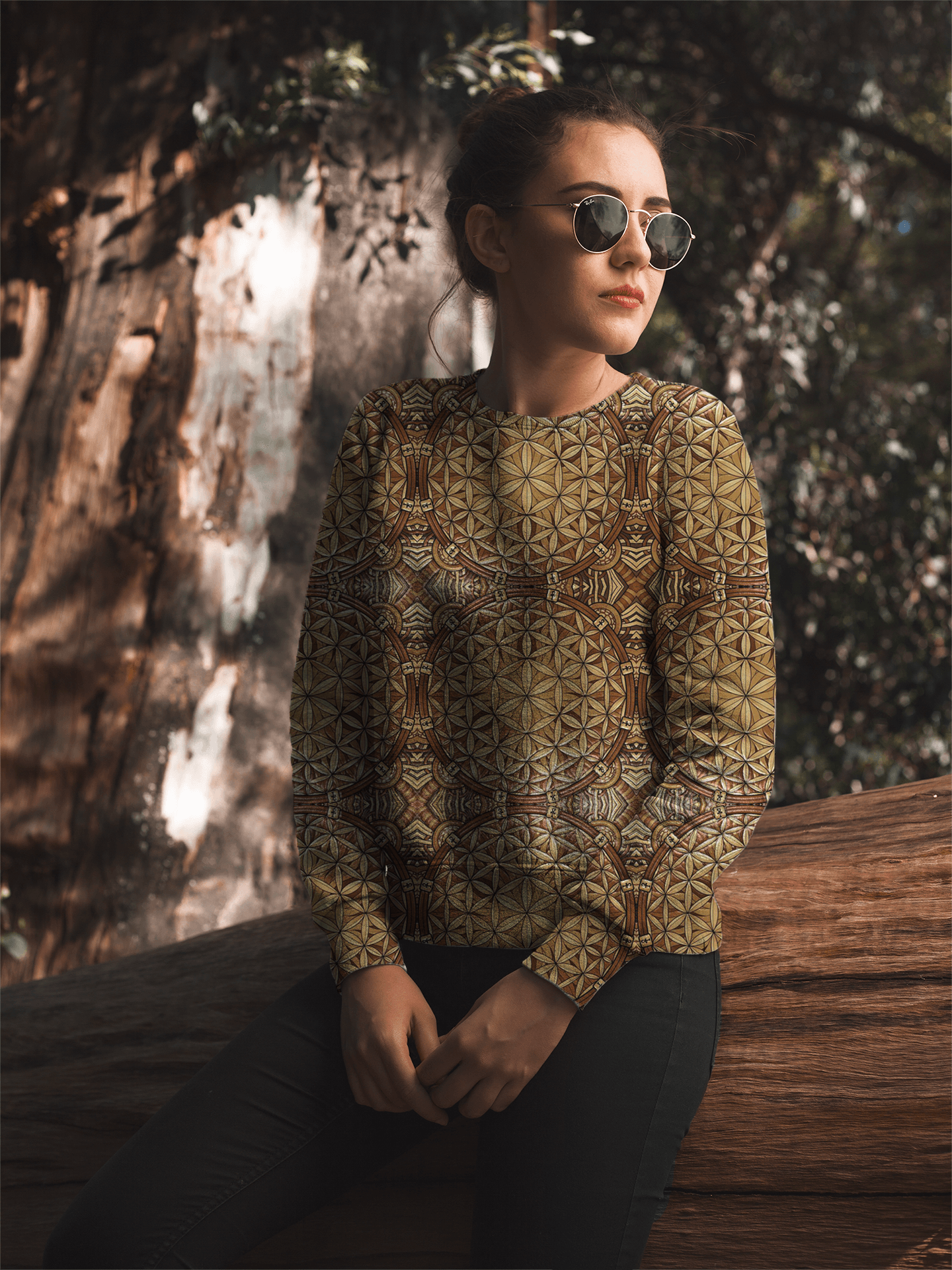 GOLD FLOWER OF LIFE unisex PREMIUM SWEATSHIRT - Manifestie